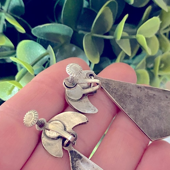 Beautiful Hecho en Mexico Sterling Silver abalone Shell Screw earrings 2.25” - Picture 6 of 7